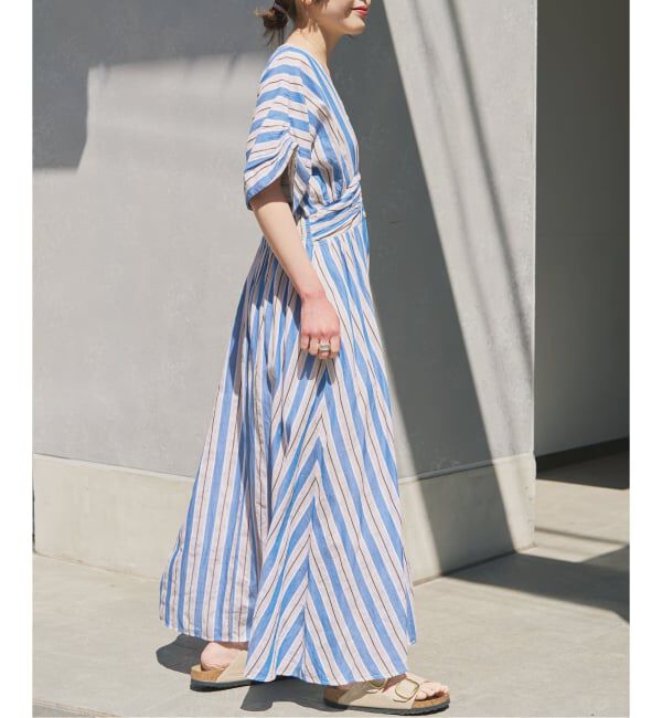 Spick and Span「《別注カラー有 / 追加》ne Quittez pas Cotton Voile Stripe Waist Gather Dress」|ワンピース|