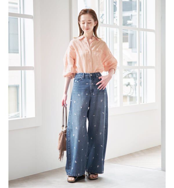 U by SPICK&SPAN「ワイドバギーバレルパンツ」|デニム|
