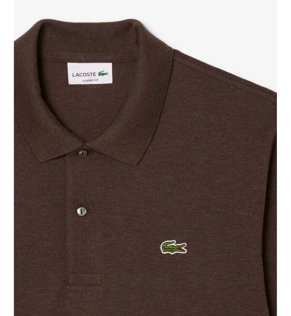 LACOSTE「長袖 リブ メランジカラ-ポロシャツ L1313 （杢・長袖)」|ポロシャツ|