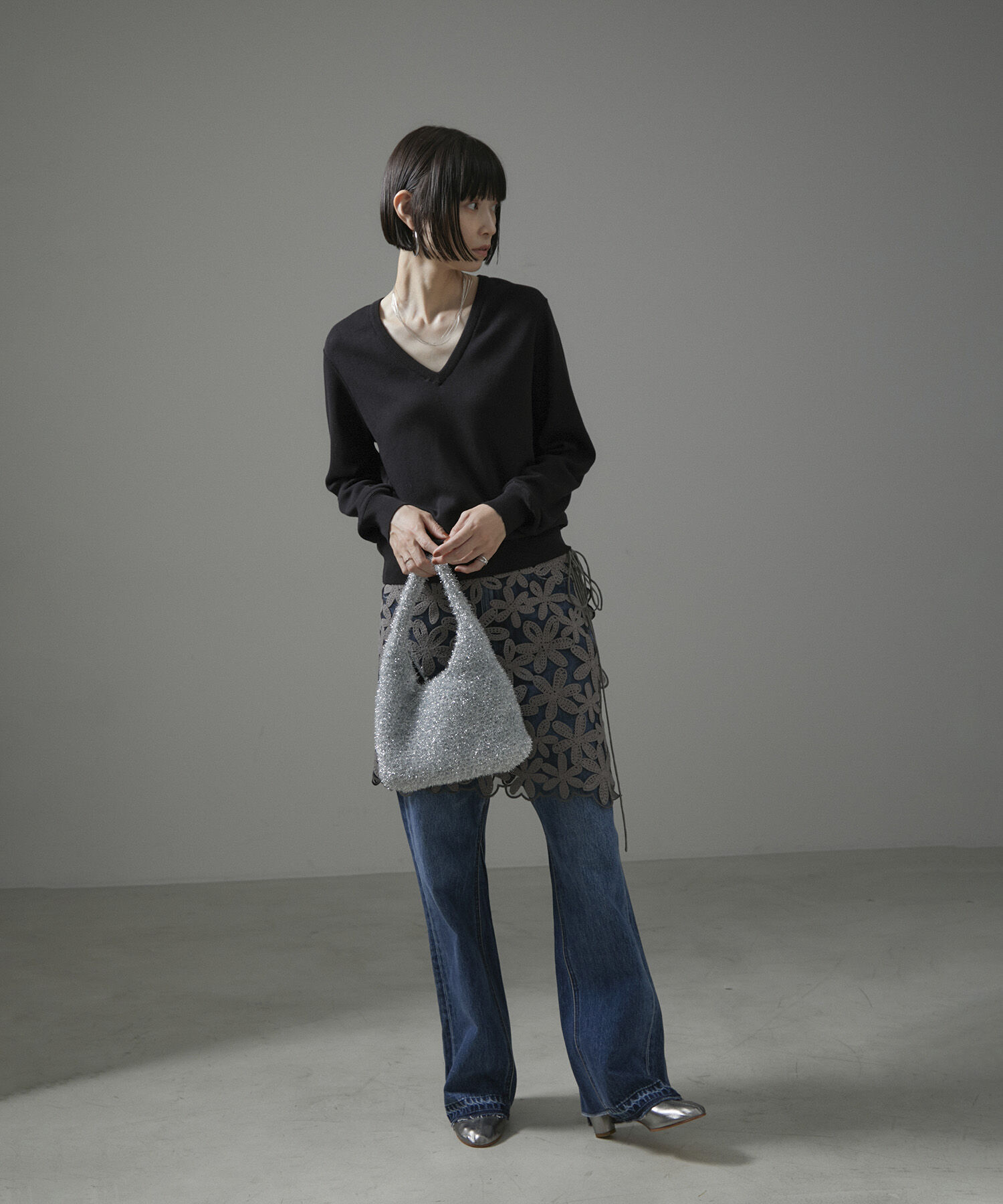 SALON adam et rope'「オーガニックコットンスムースVネックプルオーバー【洗える】」|ニット・セーター|