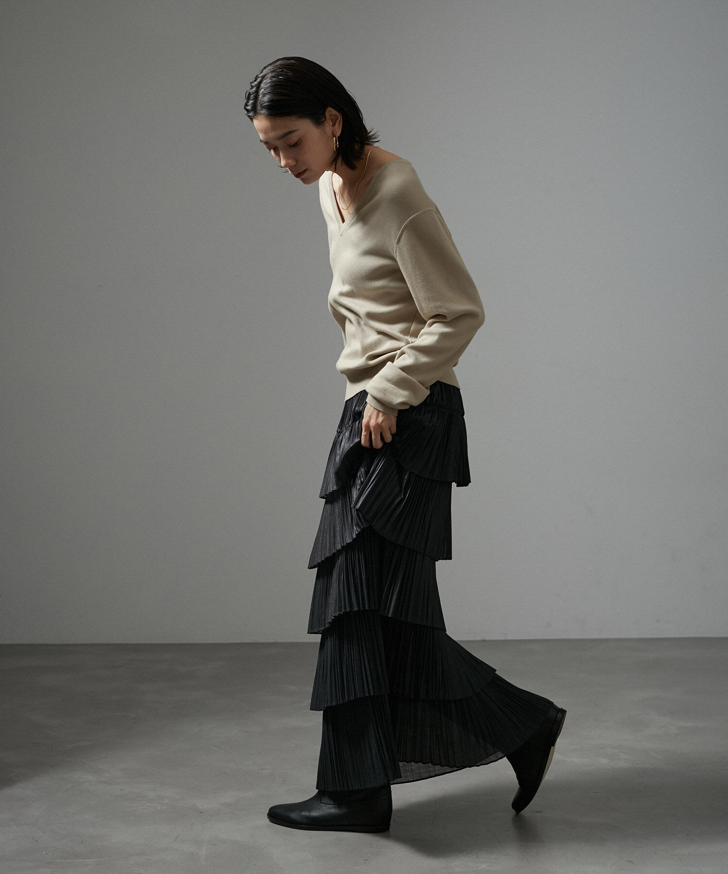 SALON adam et rope'「オーガニックコットンスムースVネックプルオーバー【洗える】」|ニット・セーター|