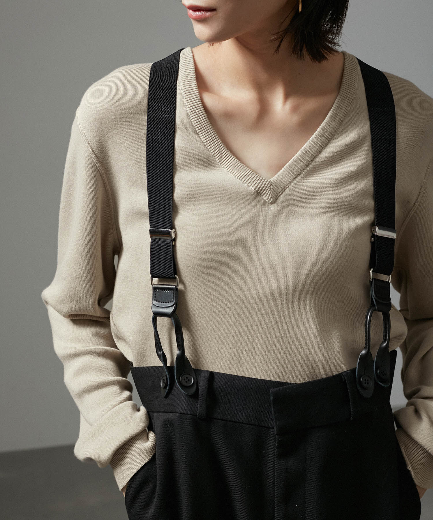 SALON adam et rope'「オーガニックコットンスムースVネックプルオーバー【洗える】」|ニット・セーター|