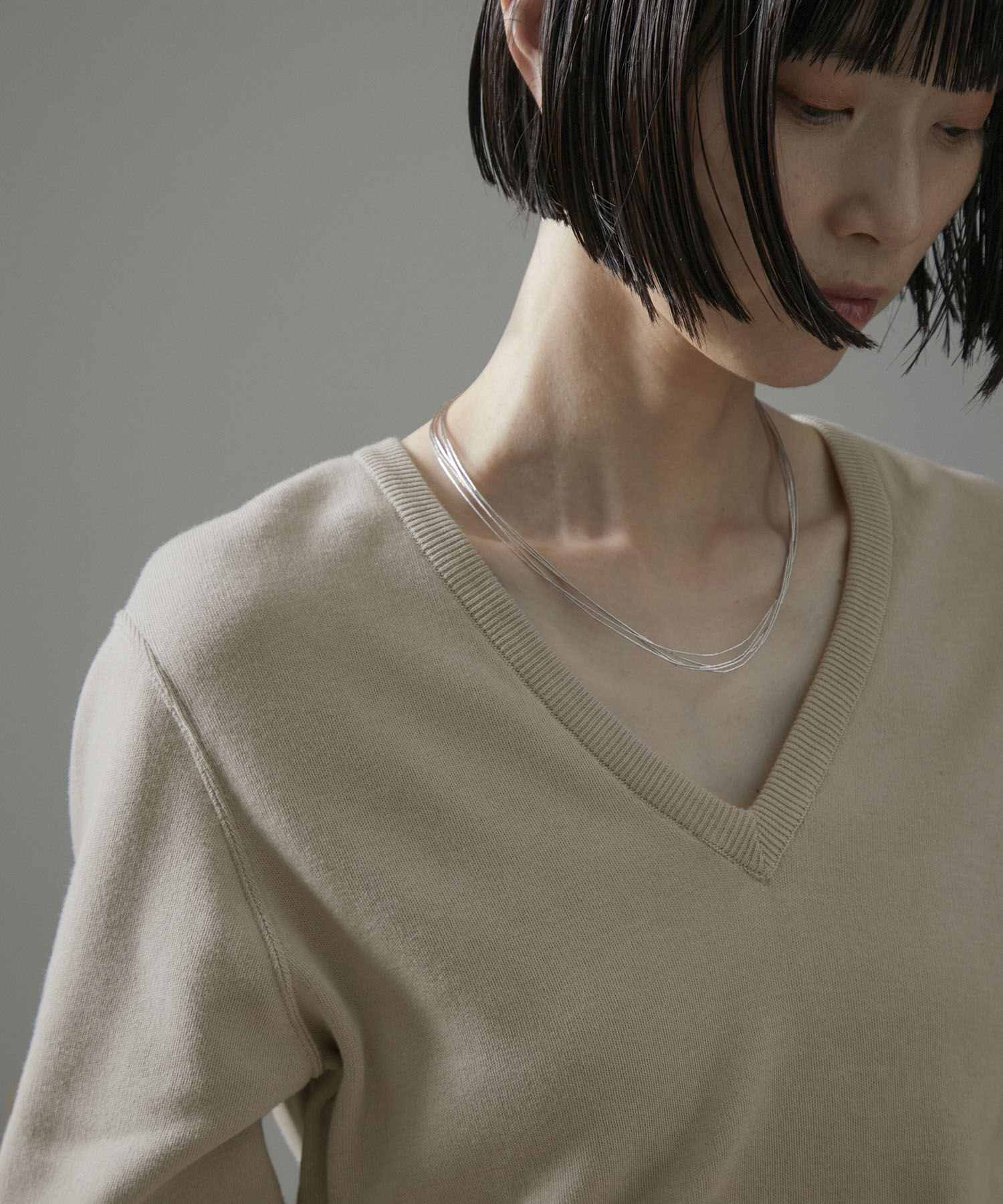 SALON adam et rope'「オーガニックコットンスムースVネックプルオーバー【洗える】」|ニット・セーター|