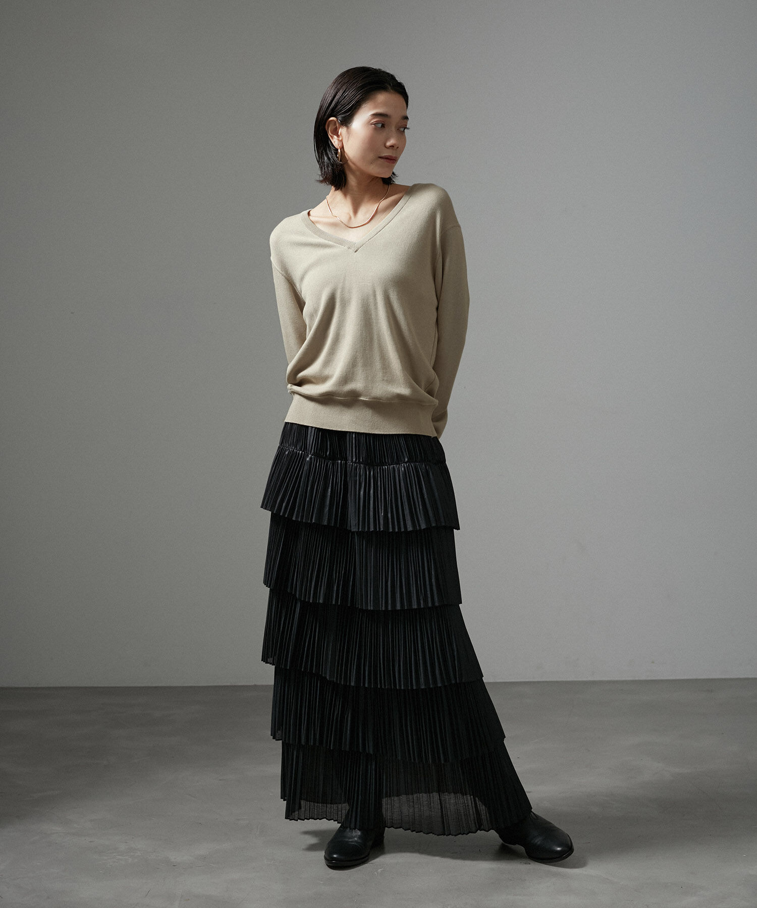 SALON adam et rope'「オーガニックコットンスムースVネックプルオーバー【洗える】」|ニット・セーター|