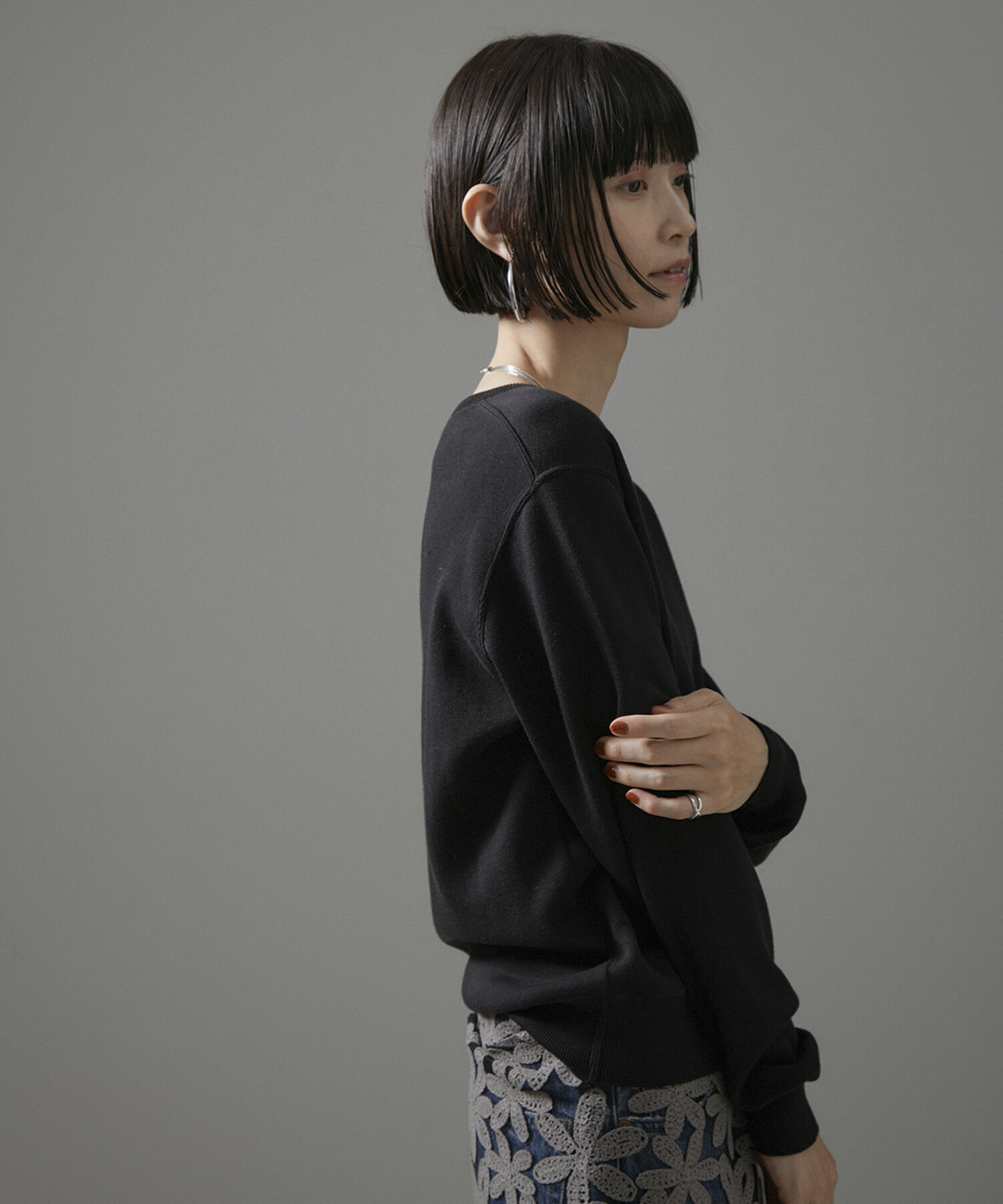 SALON adam et rope'「オーガニックコットンスムースVネックプルオーバー【洗える】」|ニット・セーター|