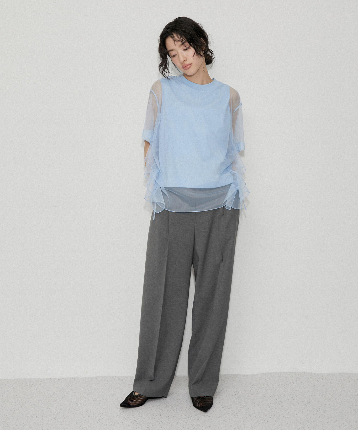 ADAM ET ROPE'「【再入荷・洗える・サステナブル】ギャザーチュールトップス」|その他|
