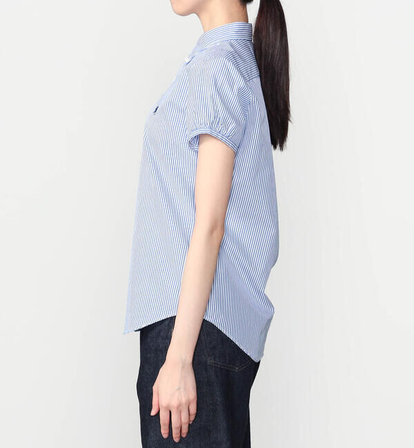 GYMPHLEX「Gymphlex | コットン フレンチスリーブシャツ STRIPE WOMEN」|シャツ・ブラウス|
