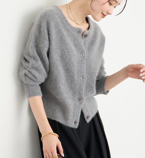  「【上質素材】ヘアリーヤーン2wayカーディガン」|カーディガン|グレー