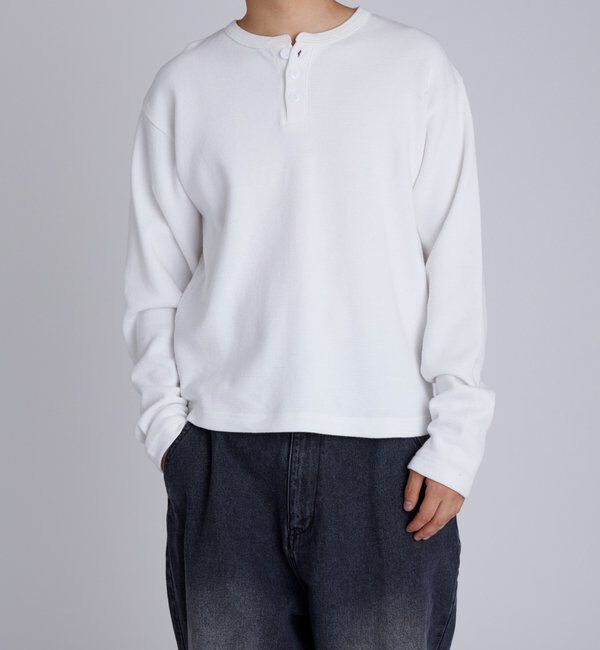  「【UNISEX】Sourcreamワッフルヘンリーネックトップス」|Tシャツ・カットソー|