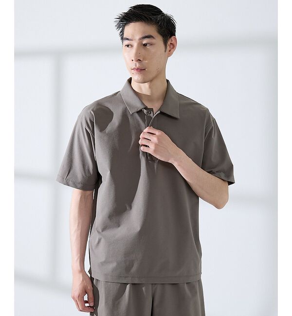ABAHOUSE「【セットアップ対応】360&deg;ストレッチ リップストップ リラックス ポロシャツ/」|ポロシャツ|チャコールグレー