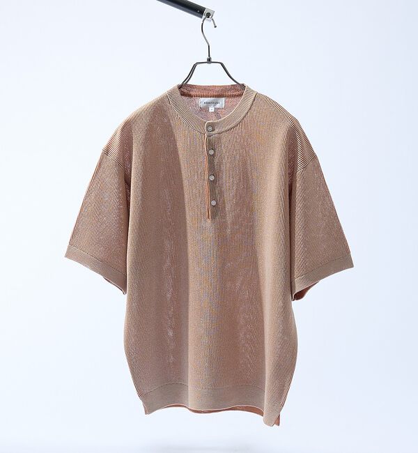 ABAHOUSE「ドライタッチ ヘンリーネック シアーニットTシャツ【予約】」|Tシャツ・カットソー|