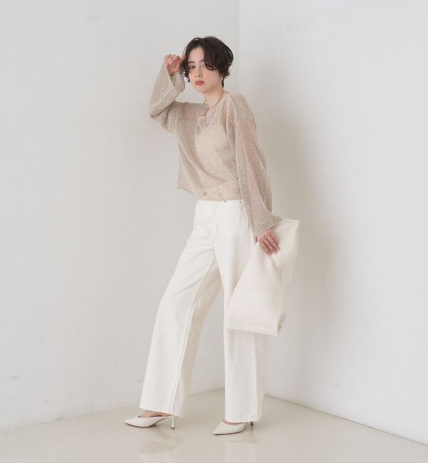 Rouge vif「【定番人気】【2026SS新作】前後2WAYペーパーメッシュニットプルオーバー【」|ニット・セーター|