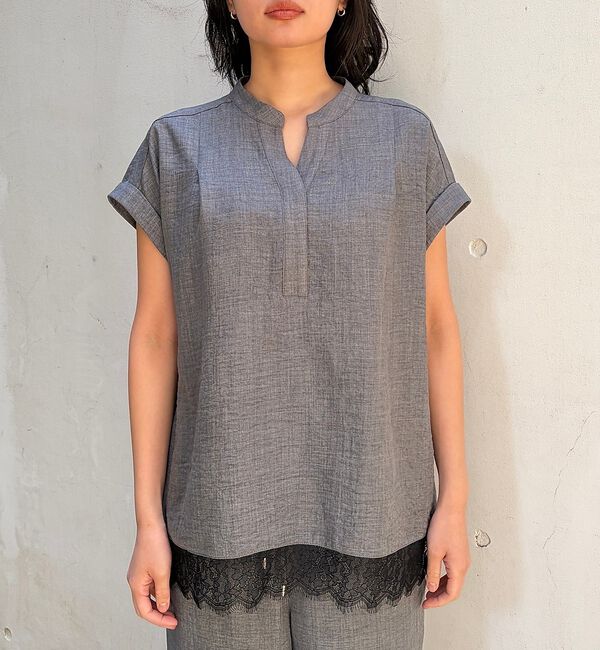 Rouge vif「【2点セット/WEB限定】カルゼヴィンテージセットアップ/スキッパー裾レースブラ」|シャツ・ブラウス|