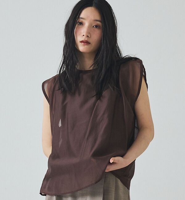 abahouse mavie「【シアー】レイヤードドッキングプルオーバー」|その他|ブラウン