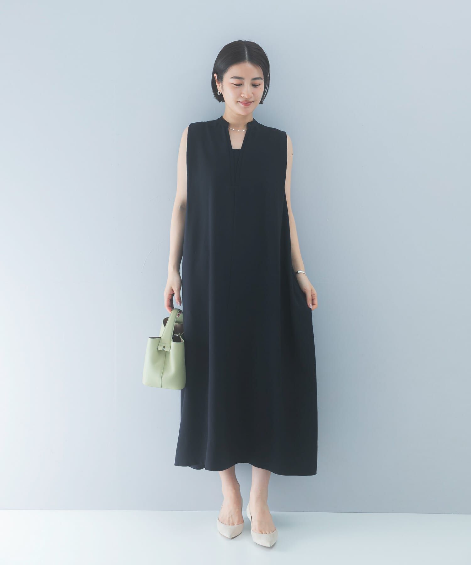URBAN RESEARCH ROSSO「クールタッチ 吸水速乾キーネックフレアワンピース」|ワンピース|