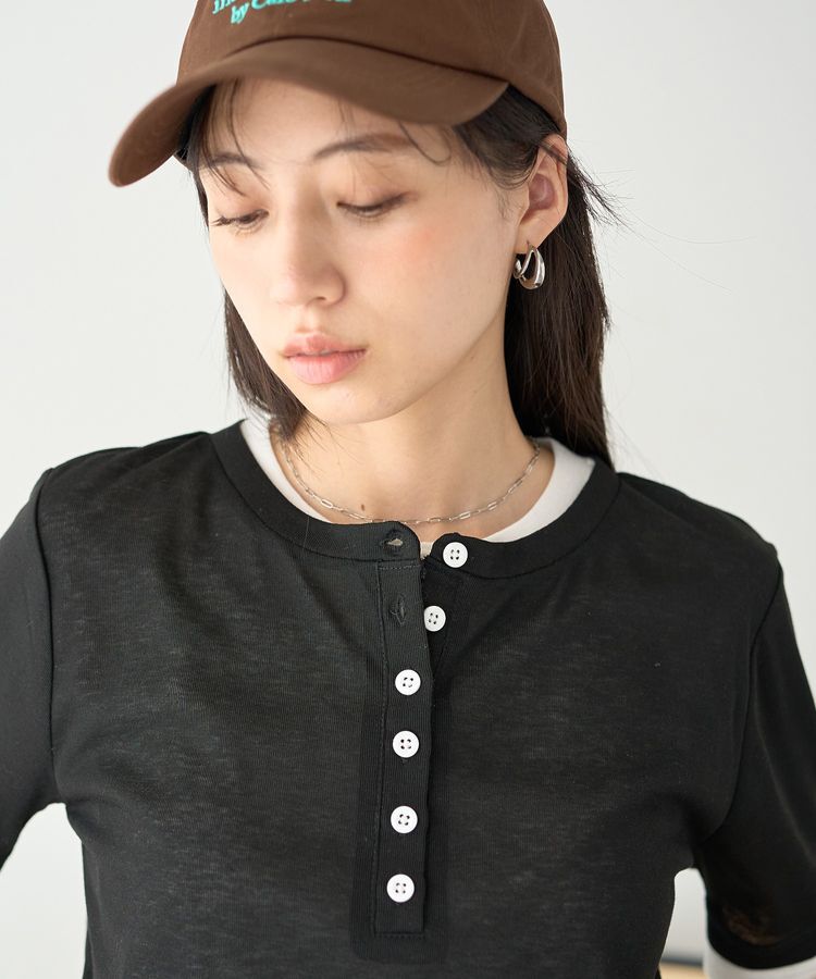 earth music&ecology「シアーレイヤード風5分袖プルオーバー」|Tシャツ・カットソー|