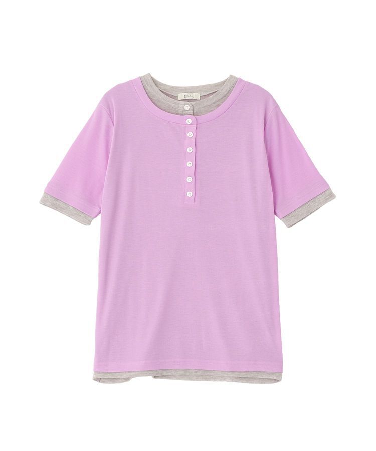 earth music&ecology「シアーレイヤード風5分袖プルオーバー」|Tシャツ・カットソー|Lilac