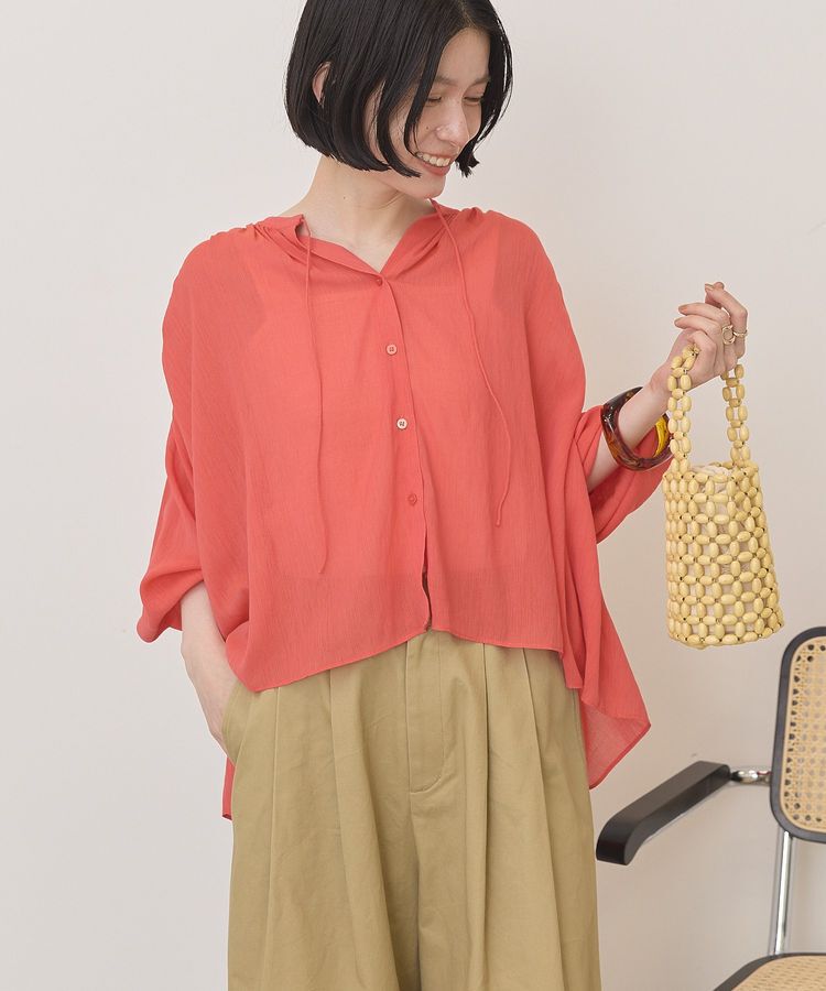AMERICAN HOLIC「スキッパーギャザーブラウス」|シャツ・ブラウス|Red