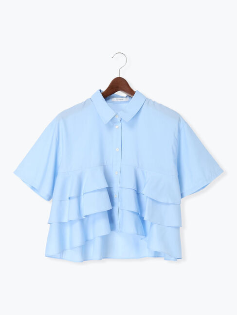 Te chichi「半袖ティアードフリルクロップトシャツ」|シャツ・ブラウス|サックスブルー