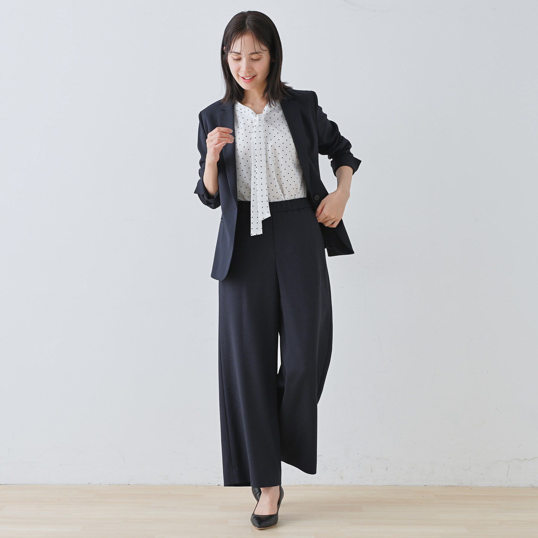 INDIVI「【通勤スーツ】ドライタッチワイドパンツ」|スーツ|