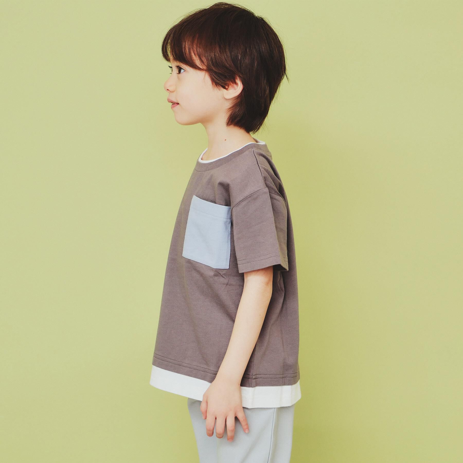 THE SHOP TK「【110-160】レイヤー風ポケットTシャツ/洗濯機OK」|Tシャツ・カットソー|