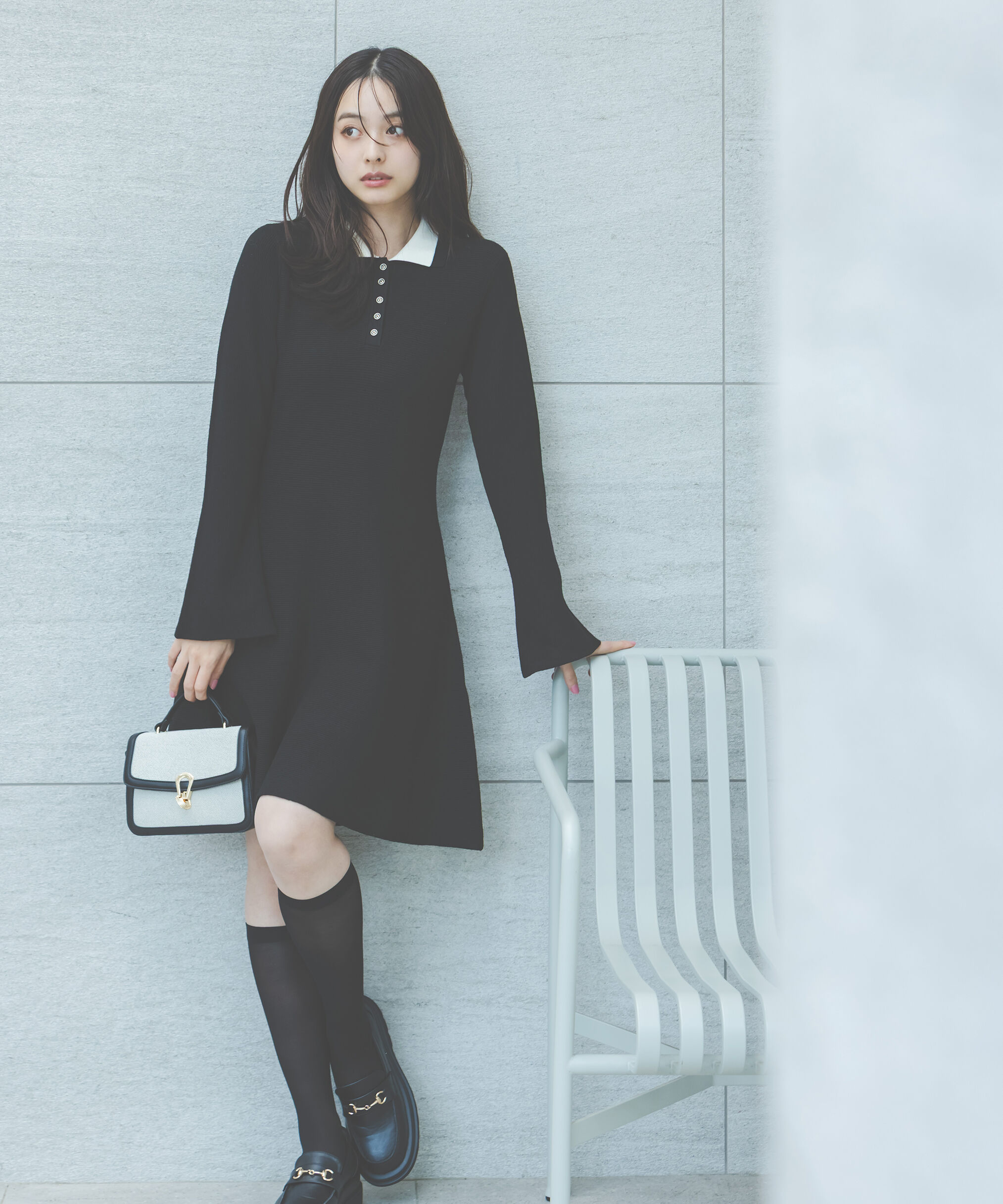 PROPORTION BODY DRESSING「《EDIT COLOGNE》ポロミニニットワンピース」|ワンピース|ブラック