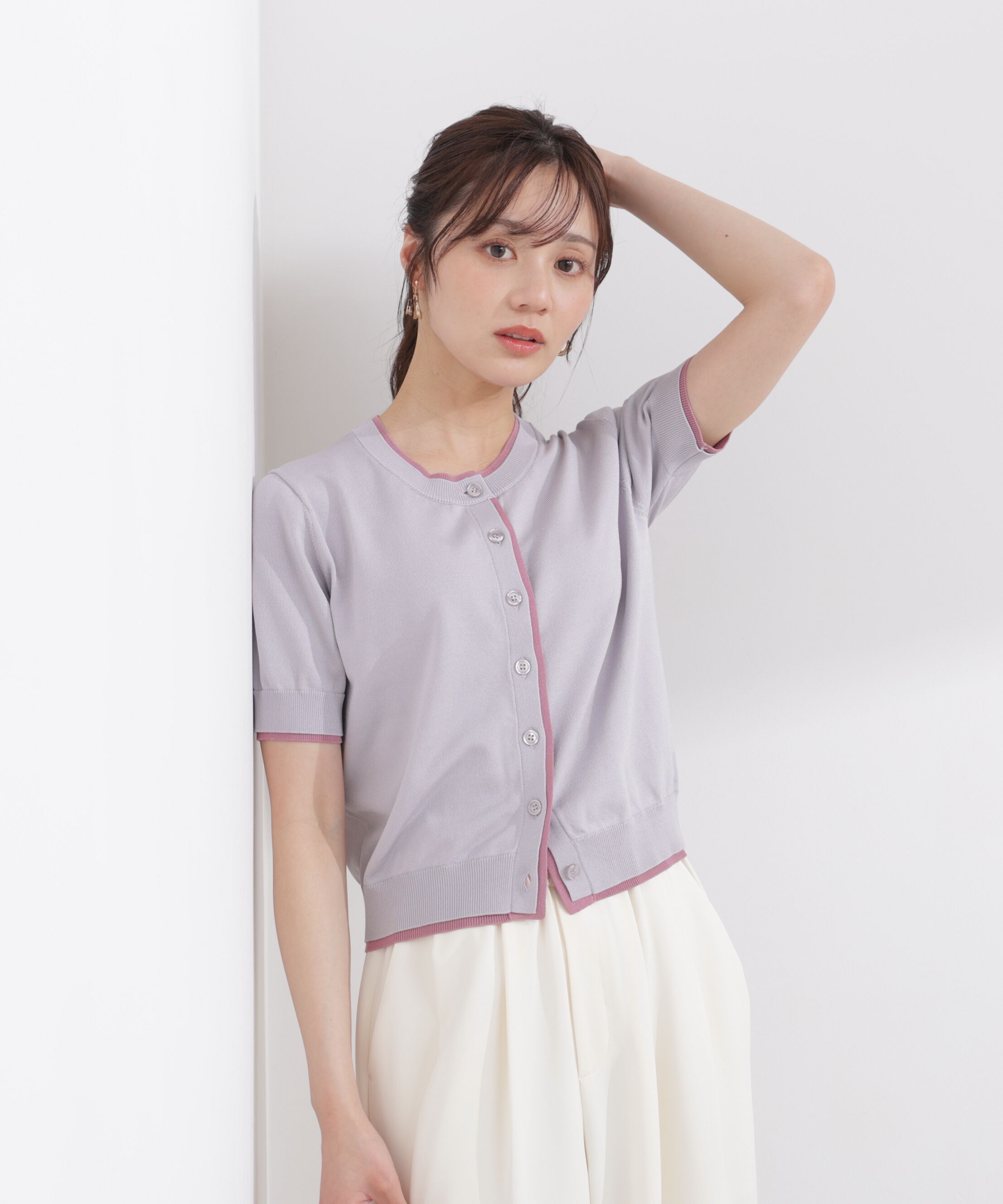 PROPORTION BODY DRESSING「〈a/mie〉配色カーディガン 26SS」|ニット・セーター|