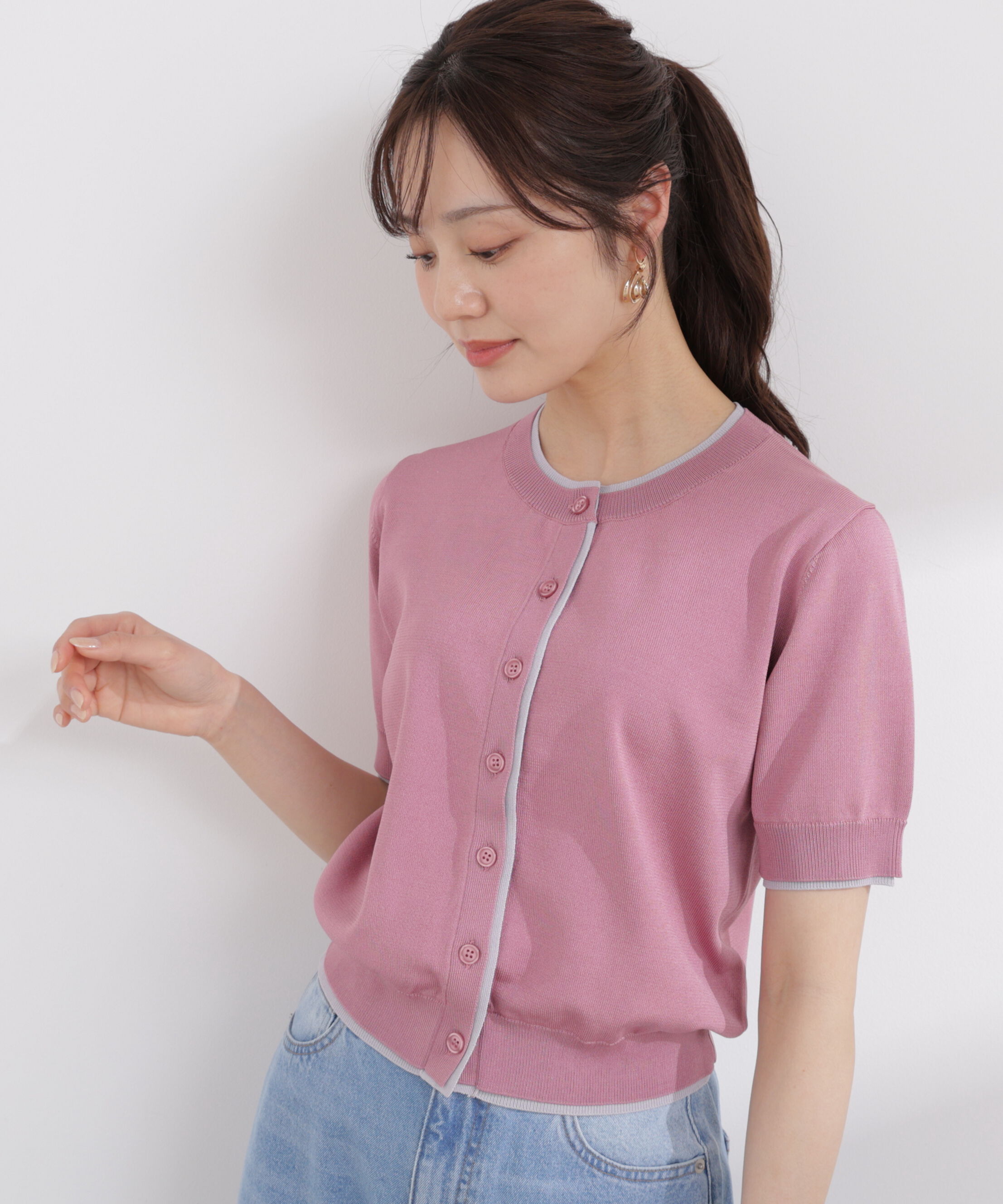 PROPORTION BODY DRESSING「〈a/mie〉配色カーディガン 26SS」|ニット・セーター|