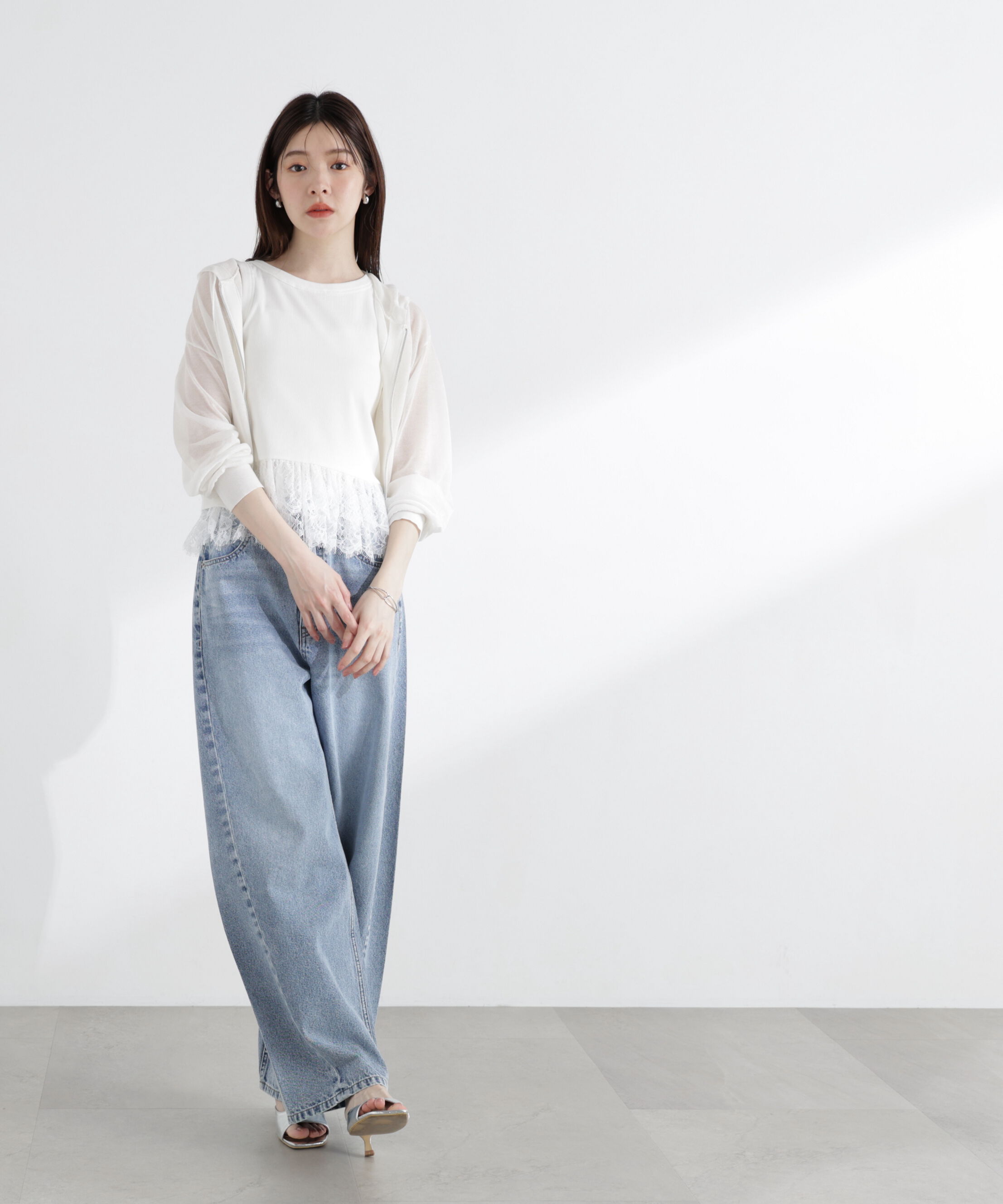 PROPORTION BODY DRESSING「＜青島心さん着用＞〈a/mie〉シアーニットパーカー」|ニット・セーター|