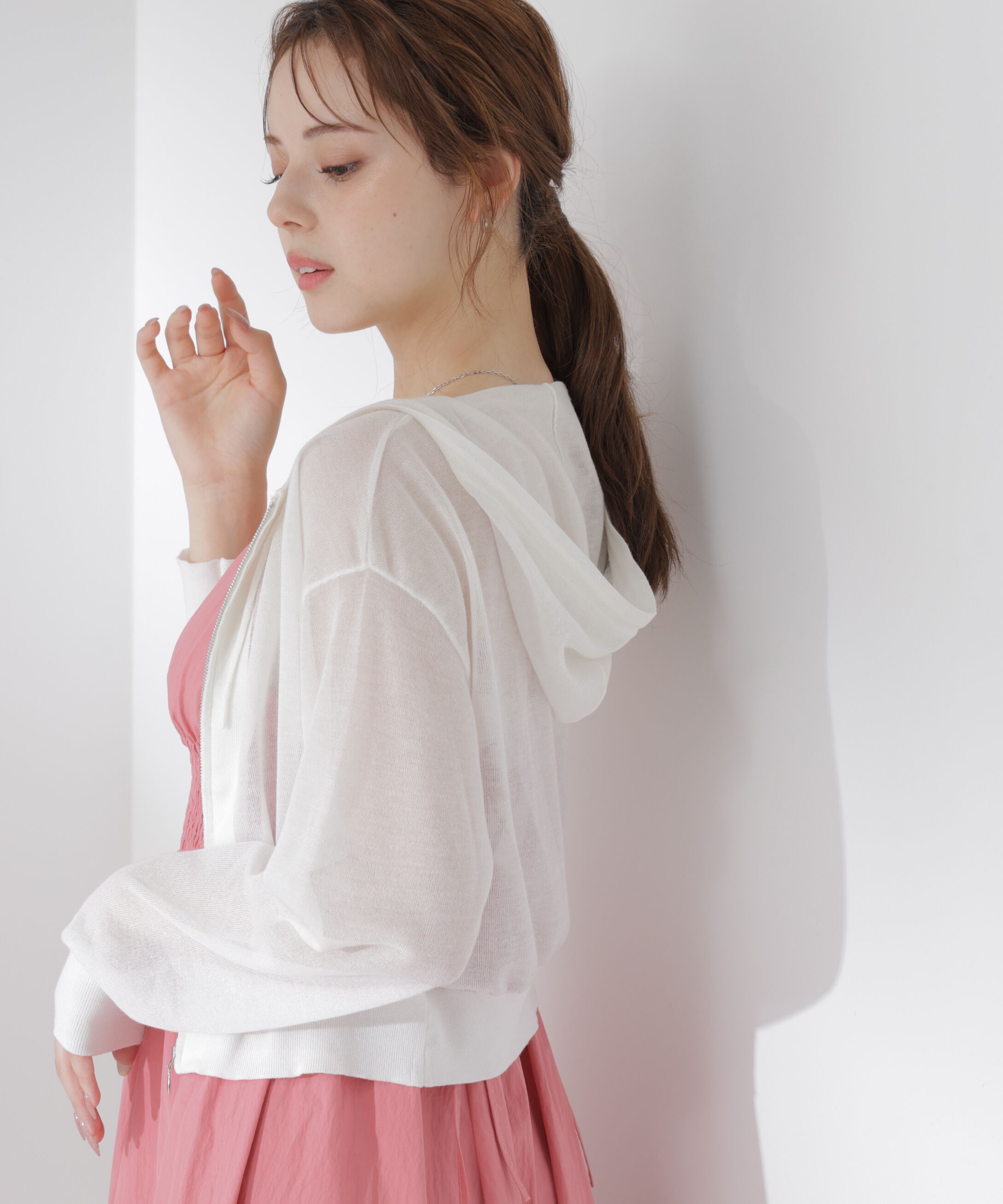 PROPORTION BODY DRESSING「＜青島心さん着用＞〈a/mie〉シアーニットパーカー」|ニット・セーター|