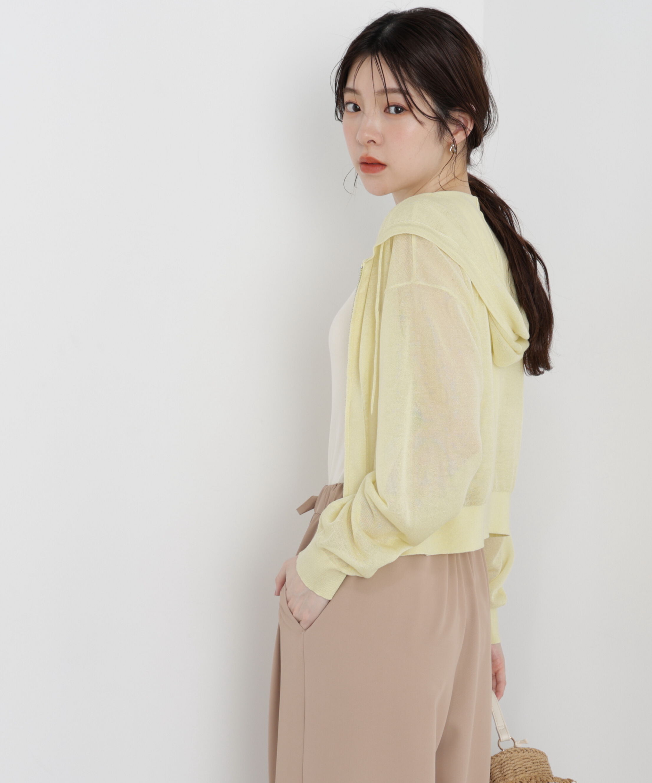 PROPORTION BODY DRESSING「＜青島心さん着用＞〈a/mie〉シアーニットパーカー」|ニット・セーター|