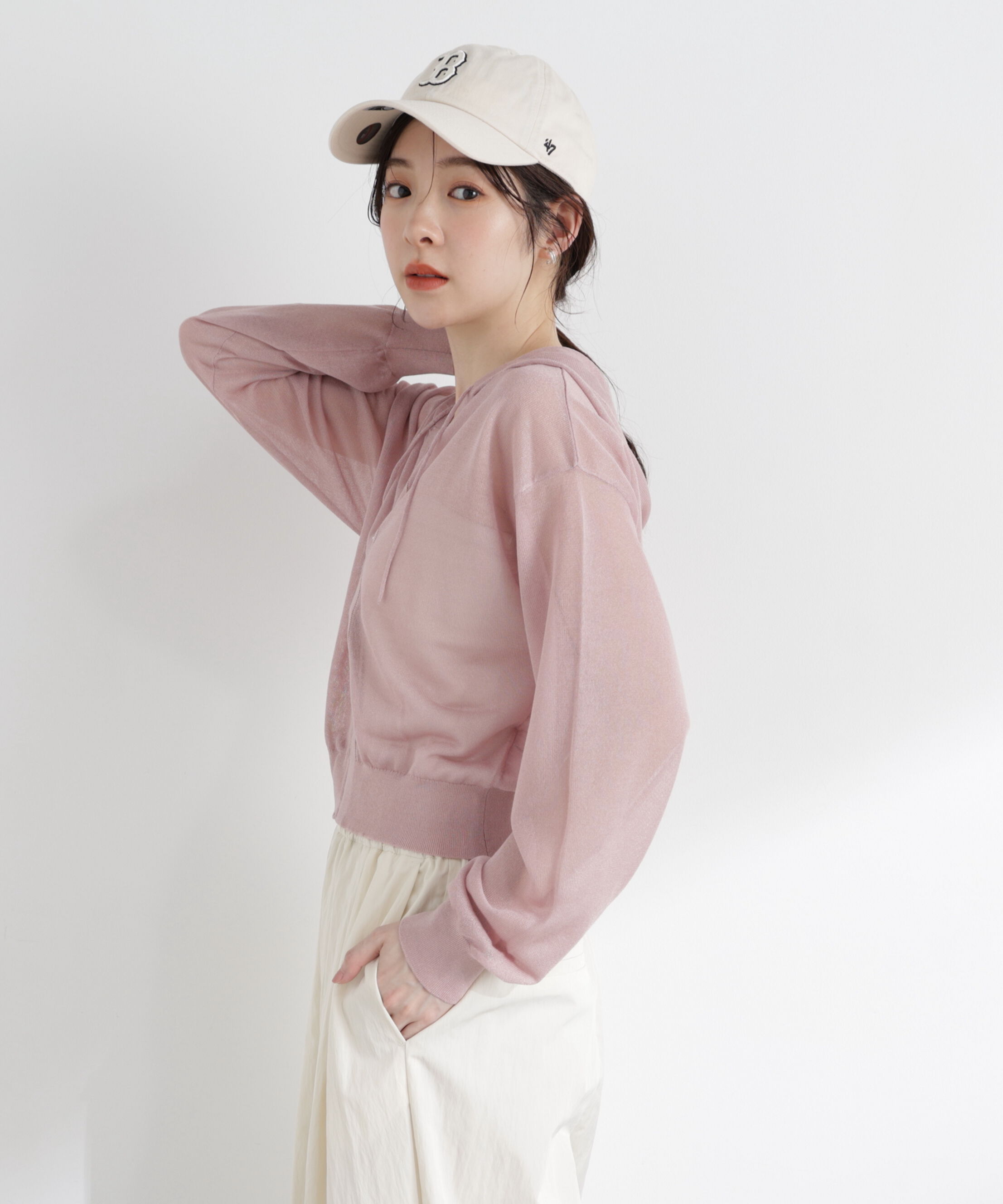 PROPORTION BODY DRESSING「＜青島心さん着用＞〈a/mie〉シアーニットパーカー」|ニット・セーター|