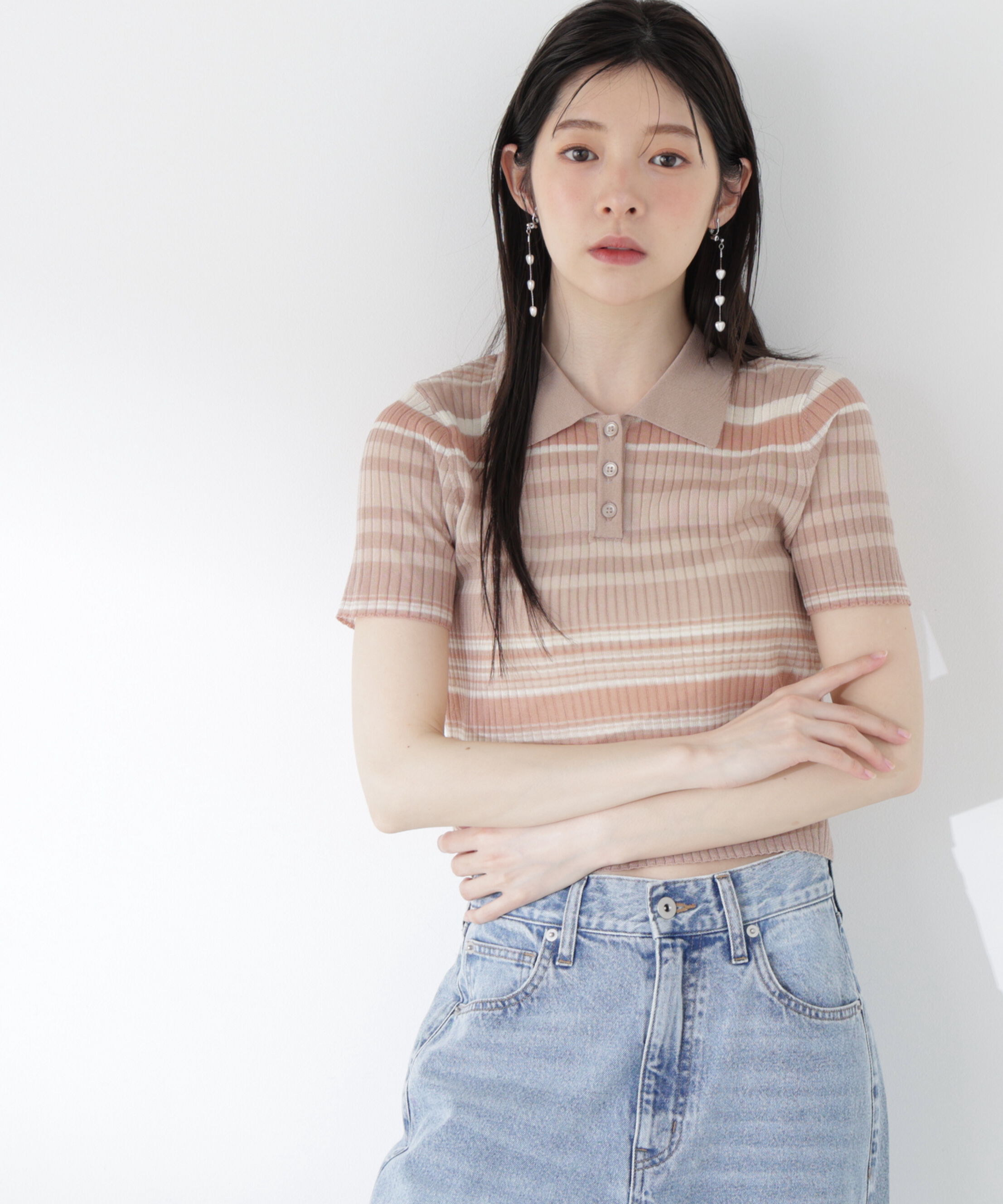 PROPORTION BODY DRESSING「〈a/mie〉ソフトシアーポロ衿ニットトップス26SS」|カーディガン|