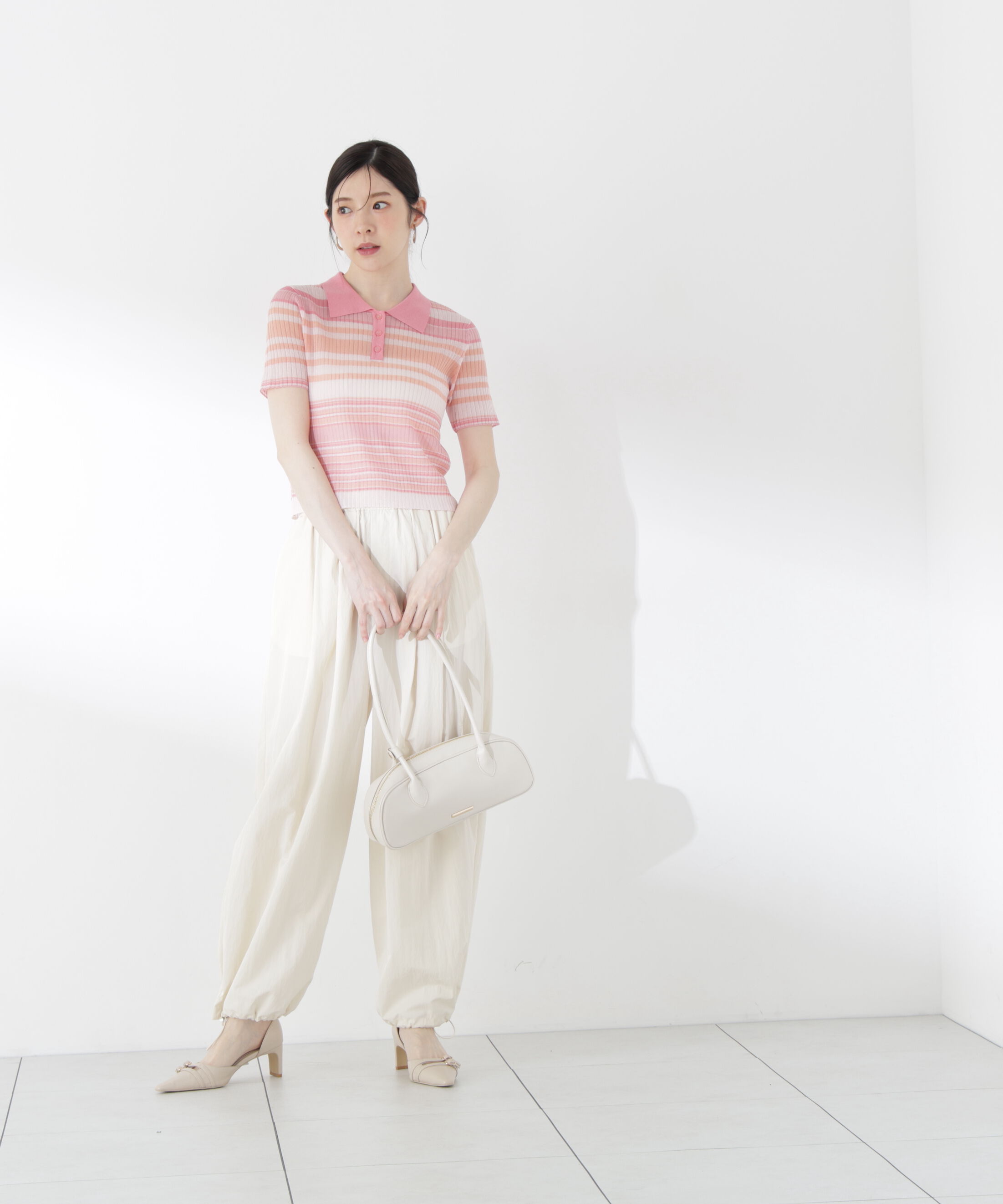 PROPORTION BODY DRESSING「〈a/mie〉ソフトシアーポロ衿ニットトップス26SS」|カーディガン|