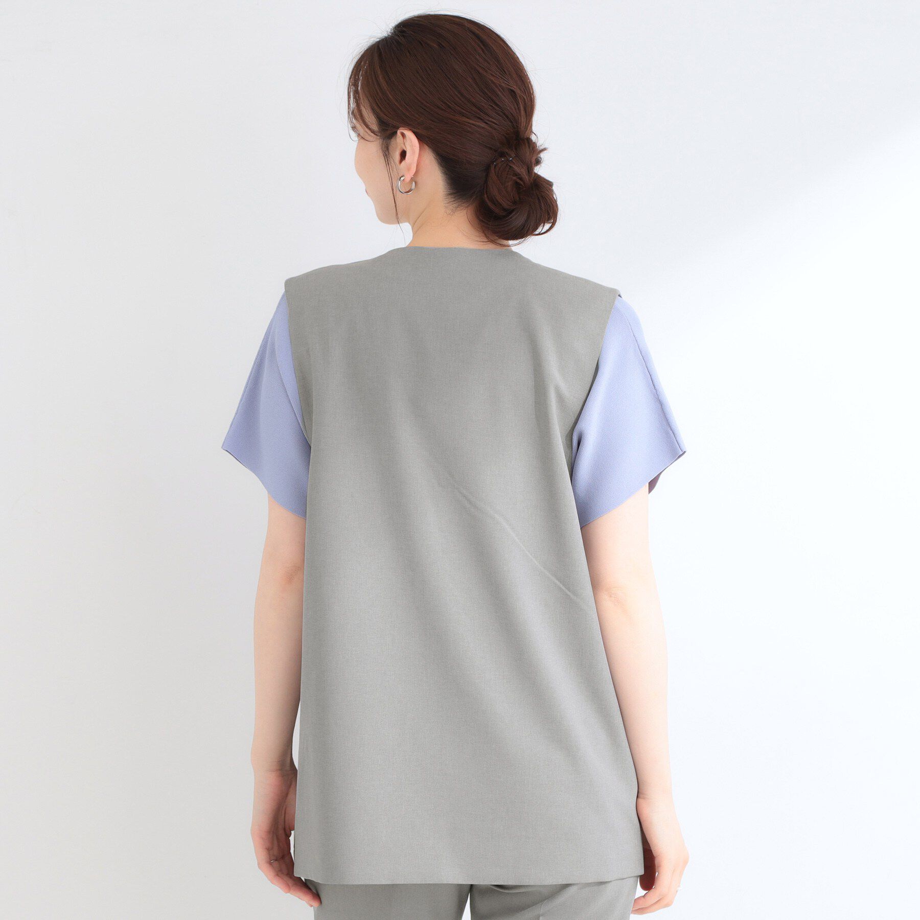 SHOO･LA･RUE「【セットアップ可/洗濯後しわになりにくい/S-LL】シンプルで合わせやすい ノーカラージレ」|ベスト・ジレ|