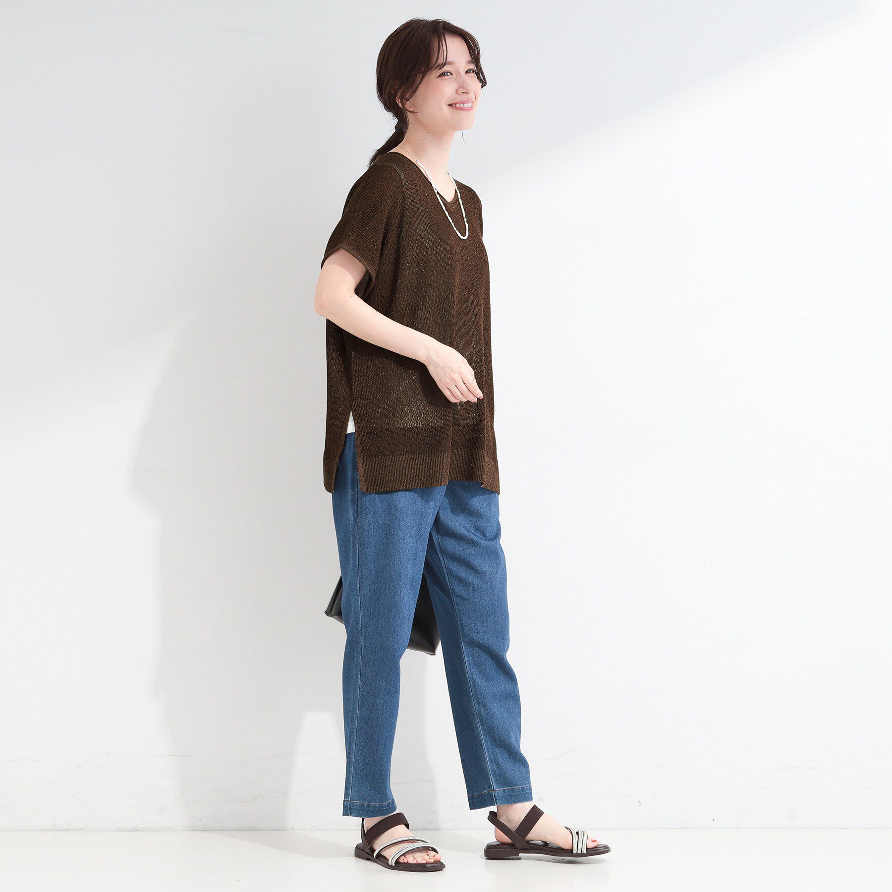 SHOO･LA･RUE「【2点SET/洗濯機可/S-LL】体型カバーも叶う ラメ畦ニット＆タンクSET」|その他|