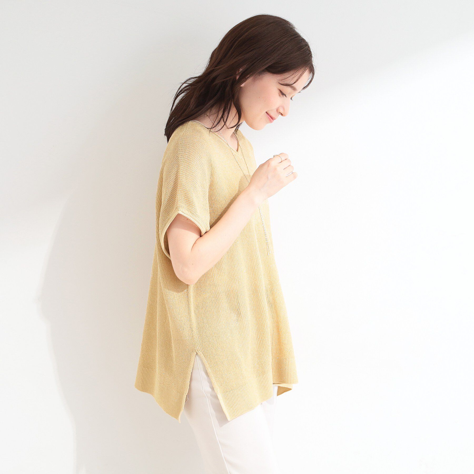 SHOO･LA･RUE「【2点SET/洗濯機可/S-LL】体型カバーも叶う ラメ畦ニット＆タンクSET」|その他|