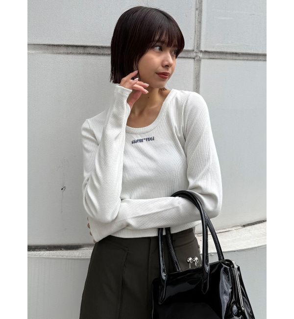 MURUA「ロゴラメテレコトップス」|Tシャツ・カットソー|