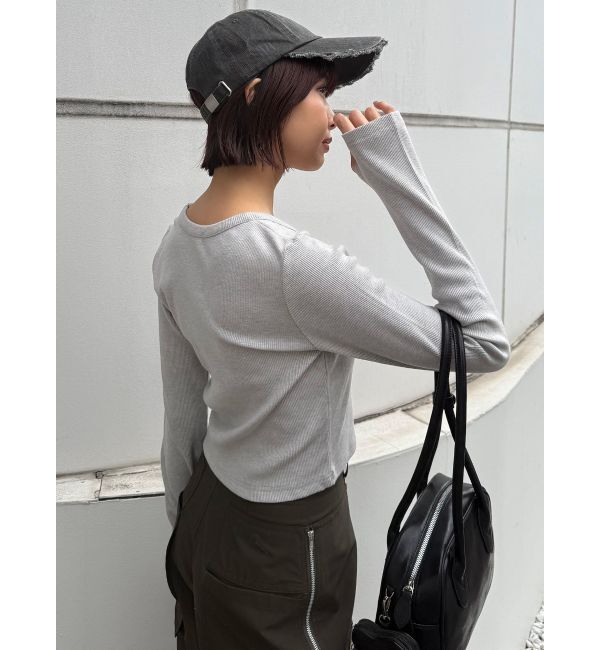 MURUA「ロゴラメテレコトップス」|Tシャツ・カットソー|