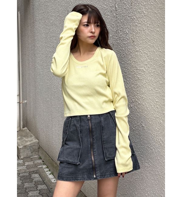 MURUA「ロゴラメテレコトップス」|Tシャツ・カットソー|