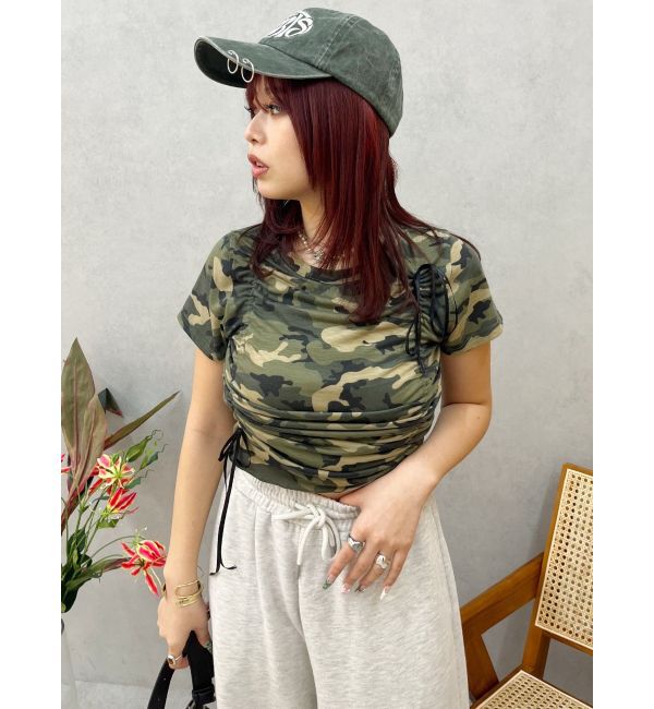 EVRIS「カモフラリボンショートTシャツ」|Tシャツ・カットソー|カーキ