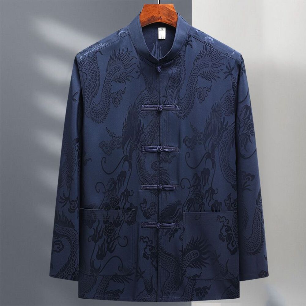 BACKYARD FAMILY「チャイナシャツ メンズ 長袖 通販 チャイナ服 中華風 カンフーシャツ 上着 シャツジャケット」|その他|ブルー1