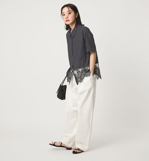 UNITED ARROWS green label relaxing「【WEB限定】＜at ease＞スソ レース ブラウス UVカット 通気性」|シャツ・ブラウス|
