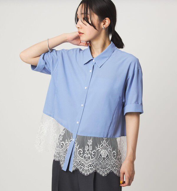 UNITED ARROWS green label relaxing「【WEB限定】＜at ease＞スソ レース ブラウス UVカット 通気性」|シャツ・ブラウス|