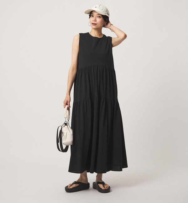 UNITED ARROWS green label relaxing「［size SHORTあり］カット ティアード ワンピース」|ワンピース|BLACK