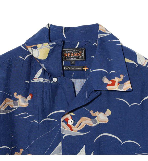 BEAMS PLUS「Open Collar Cupro Print」|シャツ・ブラウス|