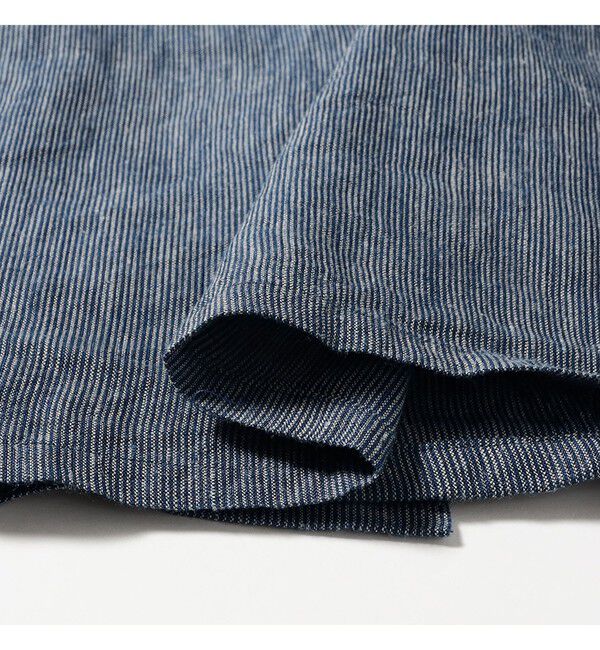 BEAMS PLUS「Open Collar Indigo Linen Stripe」|シャツ・ブラウス|