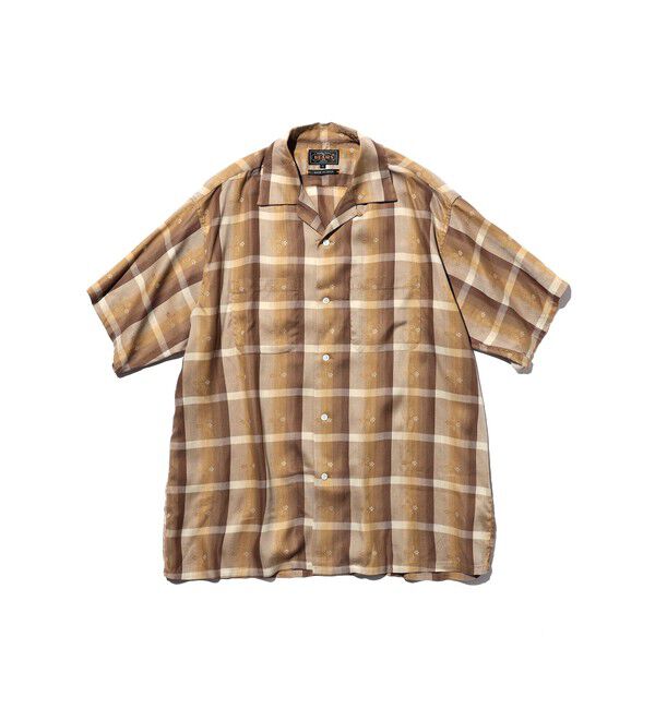 BEAMS PLUS「Open Collar Sashiko Ombre」|シャツ・ブラウス|BROWN