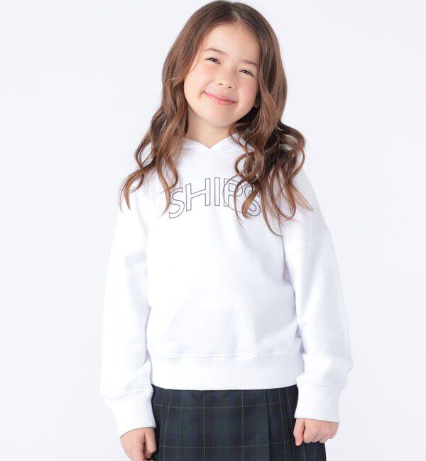 SHIPS KIDS「【WEB限定】SHIPS KIDS:100～160cm / SHIPS ラウンド ロゴ パーカ」|パーカー|ホワイト