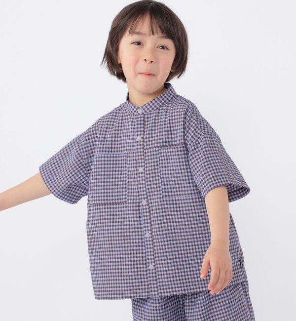 SHIPS KIDS「SHIPS KIDS:100～130cm /〈UVカット/吸水速乾〉ドライタッチ バンドカラー シャツ」|シャツ・ブラウス|